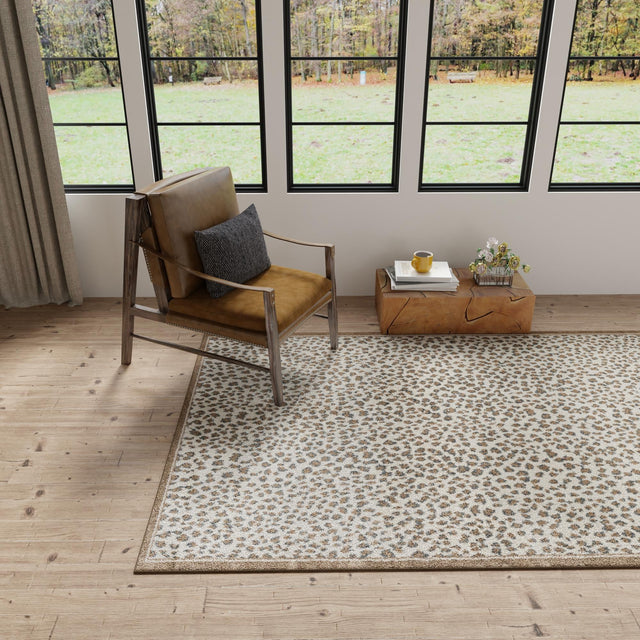Brown 9' x 12' Wildlife Rectangle Area Rug Animal Print Safari Jungle Inspired Carpet for Unique Modern Interior Design for Sale at Rug Engine