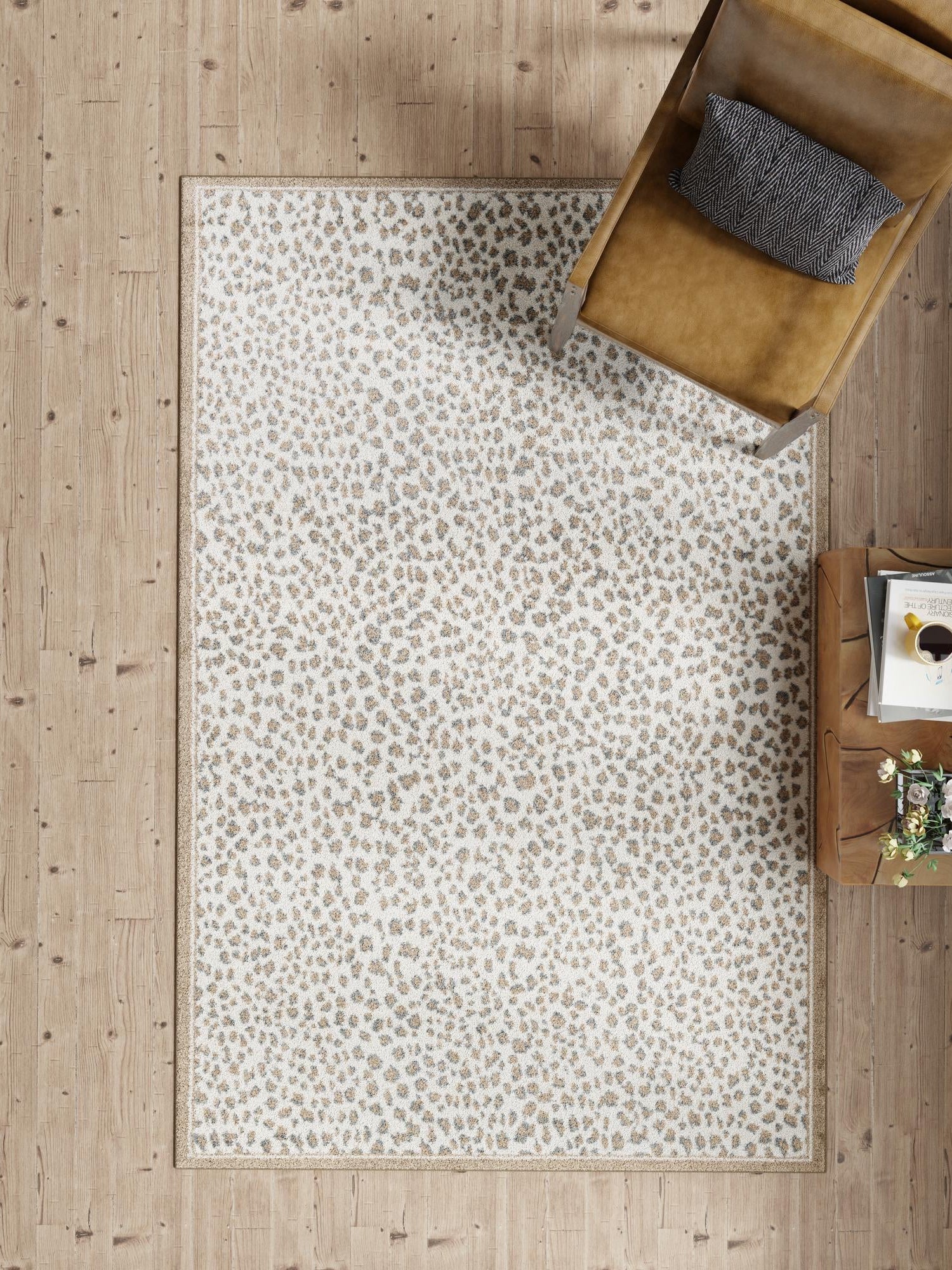 Brown 9' x 12' Wildlife Rectangle Area Rug Animal Print Safari Jungle Inspired Carpet for Unique Modern Interior Design for Sale at Rug Engine
