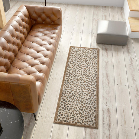Brown 2' 7 x 10' Wildlife Runner Area Rug Animal Print Safari Jungle Inspired Carpet for Unique Modern Interior Design for Sale at Rug Engine