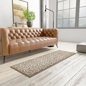 Brown 2' 7 x 10' Wildlife Runner Area Rug Animal Print Safari Jungle Inspired Carpet for Unique Modern Interior Design for Sale at Rug Engine