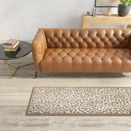 Brown 2' 7 x 10' Wildlife Runner Area Rug Animal Print Safari Jungle Inspired Carpet for Unique Modern Interior Design for Sale at Rug Engine