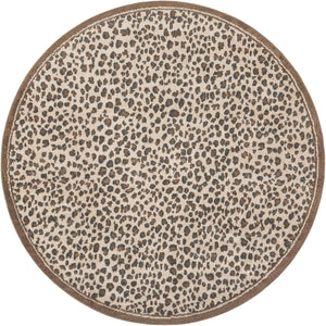 Brown 7' 10 x 7' 10 Wildlife Round Area Rug Animal Print Safari Jungle Inspired Carpet for Unique Modern Interior Design for Sale at Rug Engine