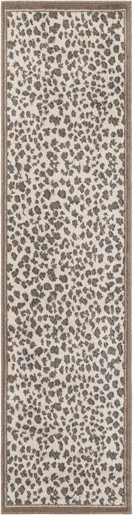 Brown 2' x 8' Wildlife Runner Area Rug Animal Print Safari Jungle Inspired Carpet for Unique Modern Interior Design for Sale at Rug Engine