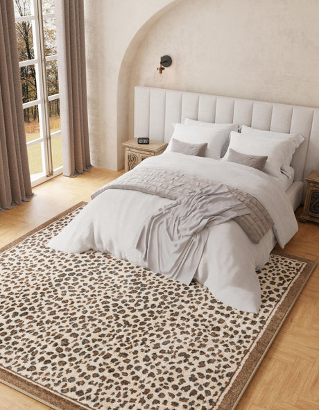 Brown 10' x 10' Wildlife Square Area Rug Animal Print Safari Jungle Inspired Carpet for Unique Modern Interior Design for Sale at Rug Engine