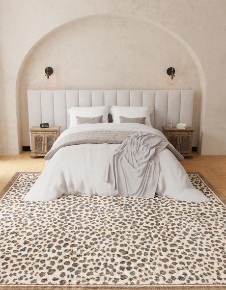 Brown 10' x 10' Wildlife Square Area Rug Animal Print Safari Jungle Inspired Carpet for Unique Modern Interior Design for Sale at Rug Engine