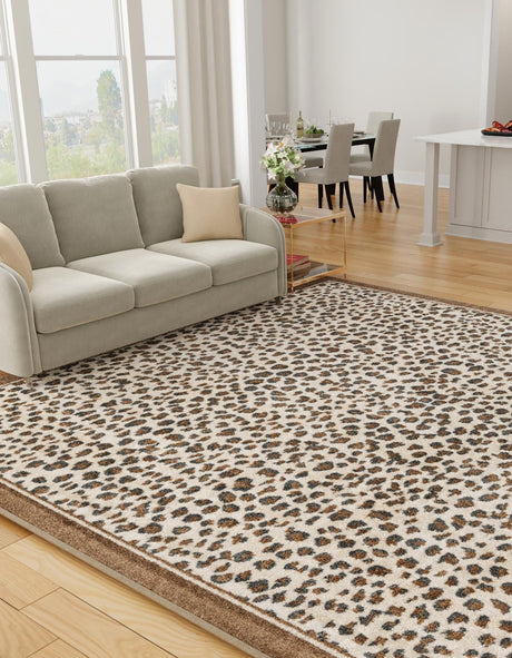 Brown 10' x 10' Wildlife Square Area Rug Animal Print Safari Jungle Inspired Carpet for Unique Modern Interior Design for Sale at Rug Engine
