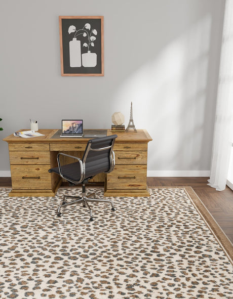 Brown 10' x 10' Wildlife Square Area Rug Animal Print Safari Jungle Inspired Carpet for Unique Modern Interior Design for Sale at Rug Engine