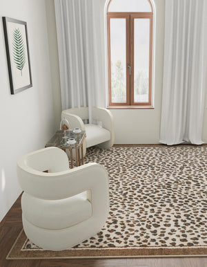 Brown 10' x 10' Wildlife Square Area Rug Animal Print Safari Jungle Inspired Carpet for Unique Modern Interior Design for Sale at Rug Engine
