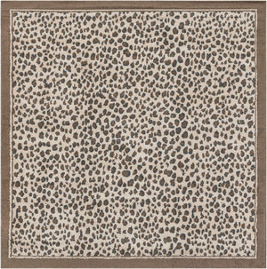 Brown 7' 10 x 7' 10 Wildlife Square Area Rug Animal Print Safari Jungle Inspired Carpet for Unique Modern Interior Design for Sale at Rug Engine