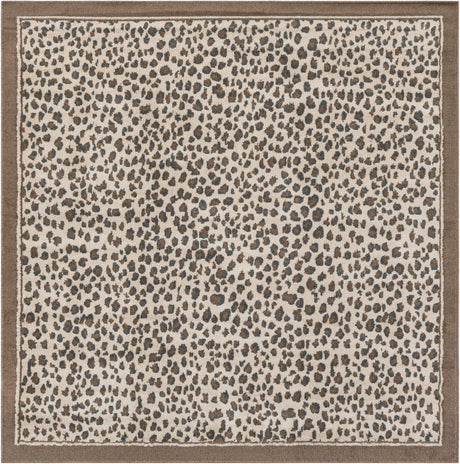 Brown 7' 10 x 7' 10 Wildlife Square Area Rug Animal Print Safari Jungle Inspired Carpet for Unique Modern Interior Design for Sale at Rug Engine