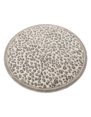 Gray 3' 1 x 3' 1 Wildlife Round Area Rug Animal Print Safari Jungle Inspired Carpet for Unique Modern Interior Design for Sale at Rug Engine