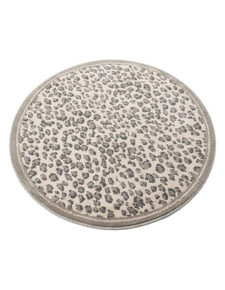Gray 3' 1 x 3' 1 Wildlife Round Area Rug Animal Print Safari Jungle Inspired Carpet for Unique Modern Interior Design for Sale at Rug Engine