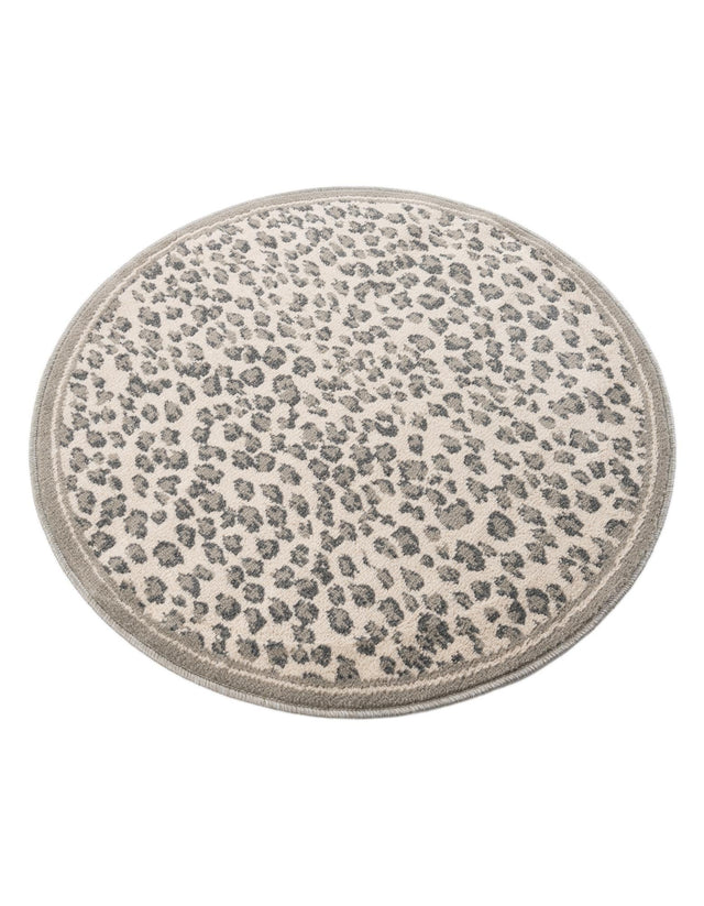 Gray 3' 1 x 3' 1 Wildlife Round Area Rug Animal Print Safari Jungle Inspired Carpet for Unique Modern Interior Design for Sale at Rug Engine
