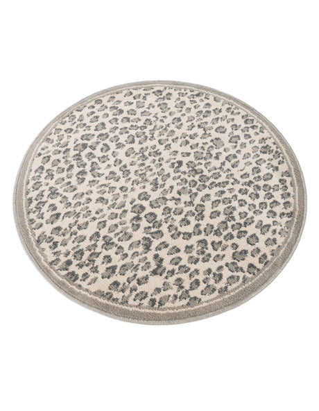 Gray 3' 1 x 3' 1 Wildlife Round Area Rug Animal Print Safari Jungle Inspired Carpet for Unique Modern Interior Design for Sale at Rug Engine