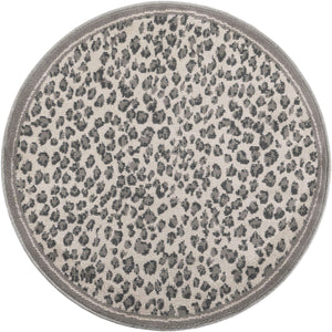 Gray 3' 1 x 3' 1 Wildlife Round Area Rug Animal Print Safari Jungle Inspired Carpet for Unique Modern Interior Design for Sale at Rug Engine