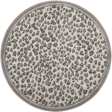 Gray 3' 1 x 3' 1 Wildlife Round Area Rug Animal Print Safari Jungle Inspired Carpet for Unique Modern Interior Design for Sale at Rug Engine