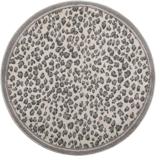 Gray 3' 1 x 3' 1 Wildlife Round Area Rug Animal Print Safari Jungle Inspired Carpet for Unique Modern Interior Design for Sale at Rug Engine