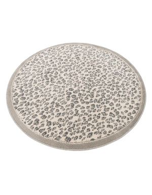 Gray 4' 1 x 4' 1 Wildlife Round Area Rug Animal Print Safari Jungle Inspired Carpet for Unique Modern Interior Design for Sale at Rug Engine