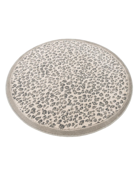 Gray 4' 1 x 4' 1 Wildlife Round Area Rug Animal Print Safari Jungle Inspired Carpet for Unique Modern Interior Design for Sale at Rug Engine