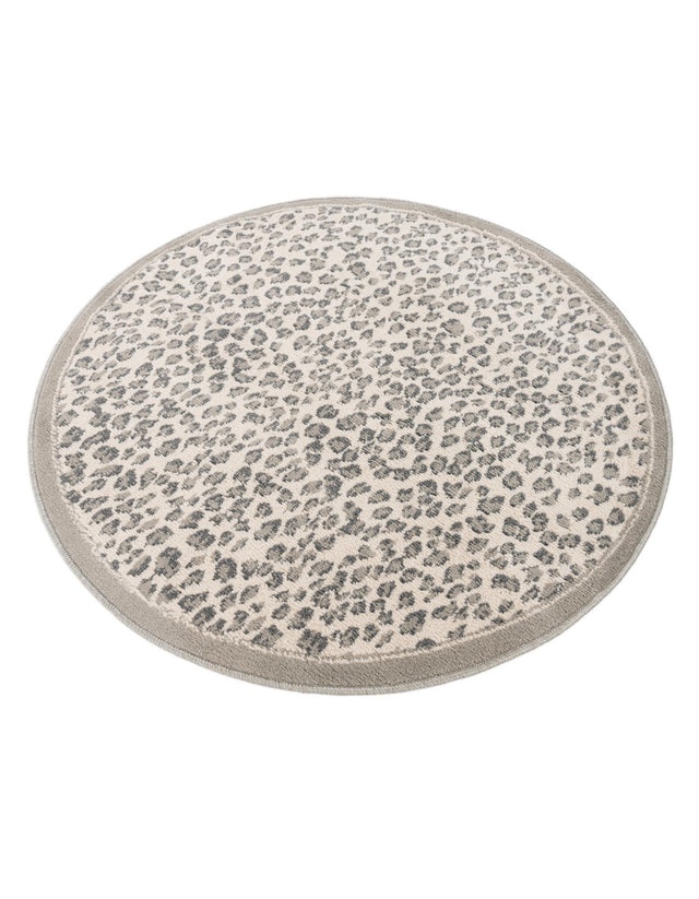 Gray 4' 1 x 4' 1 Wildlife Round Area Rug Animal Print Safari Jungle Inspired Carpet for Unique Modern Interior Design for Sale at Rug Engine