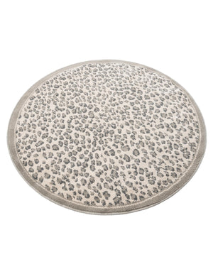 Gray 4' 1 x 4' 1 Wildlife Round Area Rug Animal Print Safari Jungle Inspired Carpet for Unique Modern Interior Design for Sale at Rug Engine