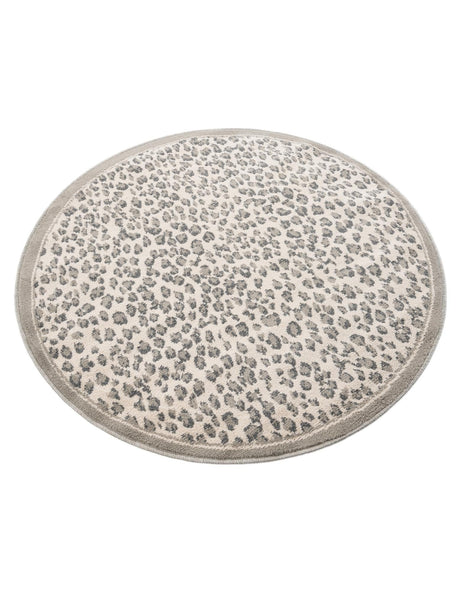Gray 4' 1 x 4' 1 Wildlife Round Area Rug Animal Print Safari Jungle Inspired Carpet for Unique Modern Interior Design for Sale at Rug Engine