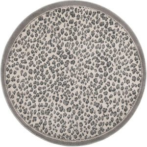 Gray 4' 1 x 4' 1 Wildlife Round Area Rug Animal Print Safari Jungle Inspired Carpet for Unique Modern Interior Design for Sale at Rug Engine