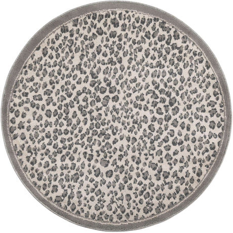 Gray 4' 1 x 4' 1 Wildlife Round Area Rug Animal Print Safari Jungle Inspired Carpet for Unique Modern Interior Design for Sale at Rug Engine