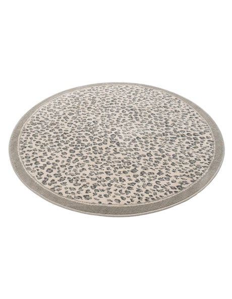 Gray 5' 1 x 5' 1 Wildlife Round Area Rug Animal Print Safari Jungle Inspired Carpet for Unique Modern Interior Design for Sale at Rug Engine