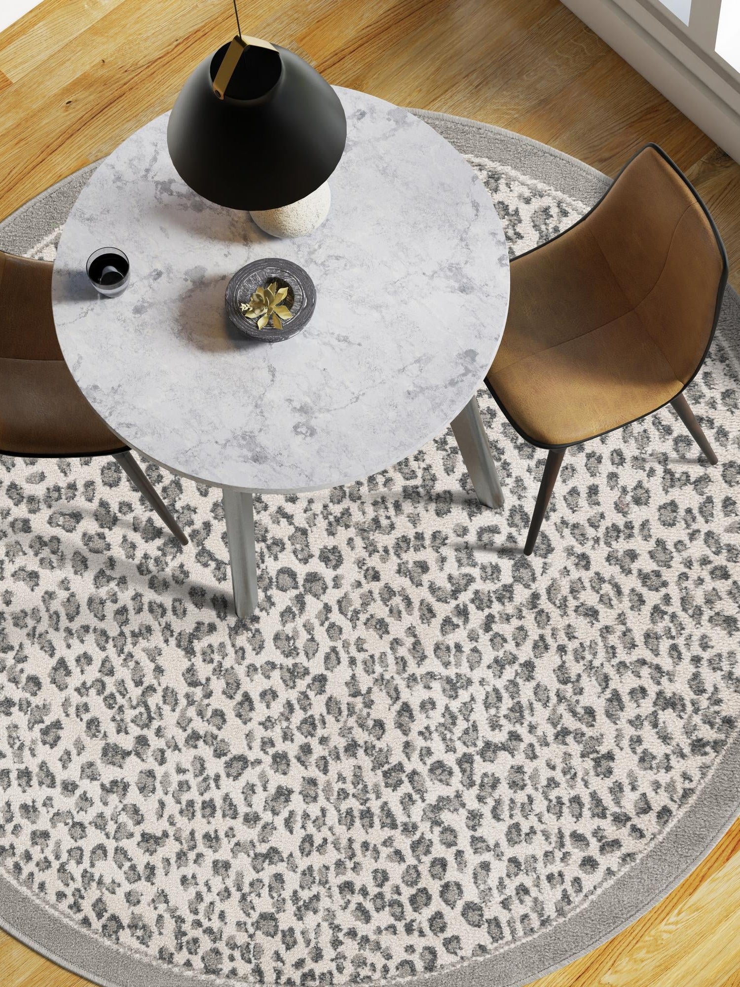 Gray 10' x 10' Wildlife Round Area Rug Animal Print Safari Jungle Inspired Carpet for Unique Modern Interior Design for Sale at Rug Engine