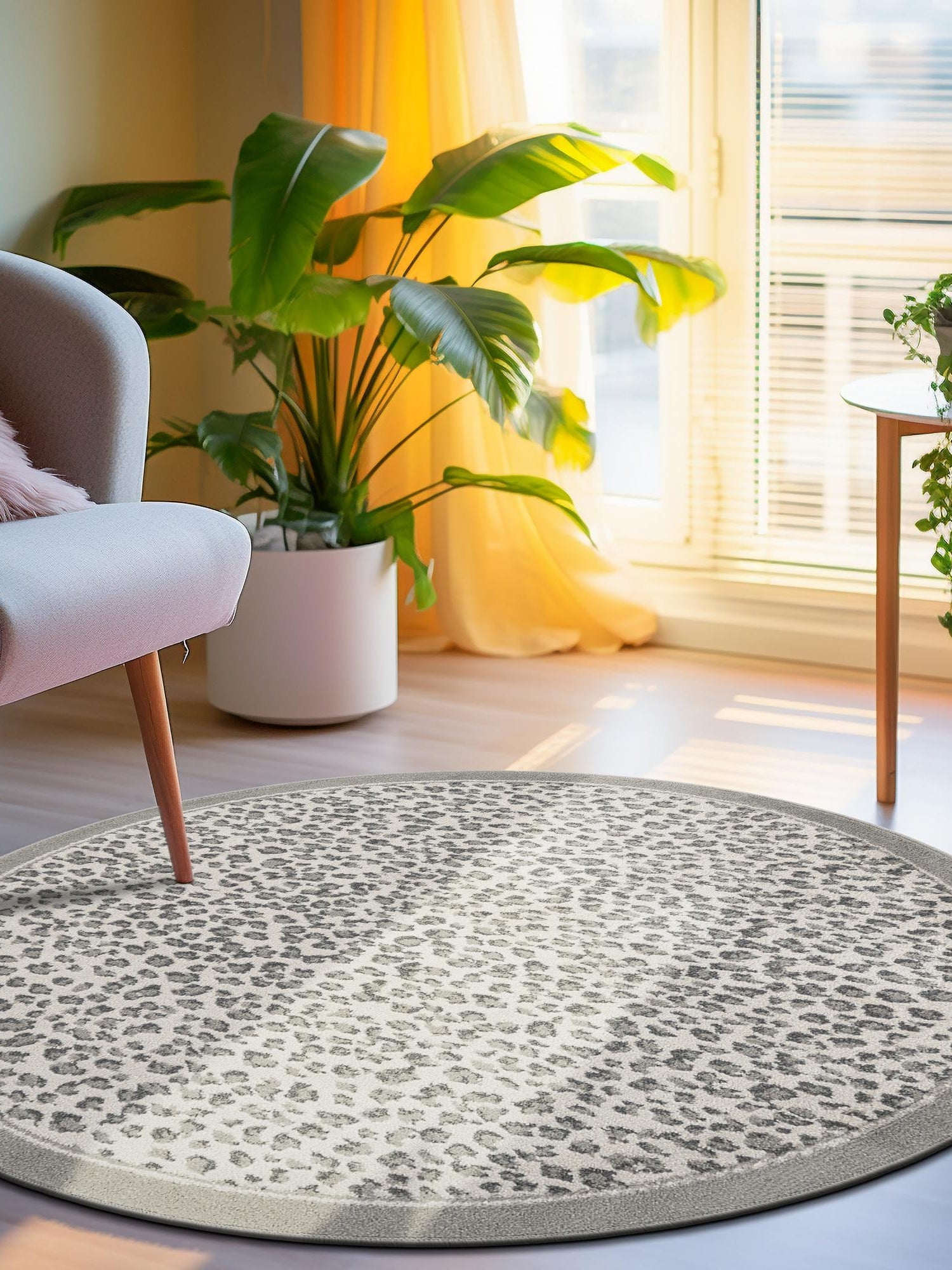 Gray 10' x 10' Wildlife Round Area Rug Animal Print Safari Jungle Inspired Carpet for Unique Modern Interior Design for Sale at Rug Engine