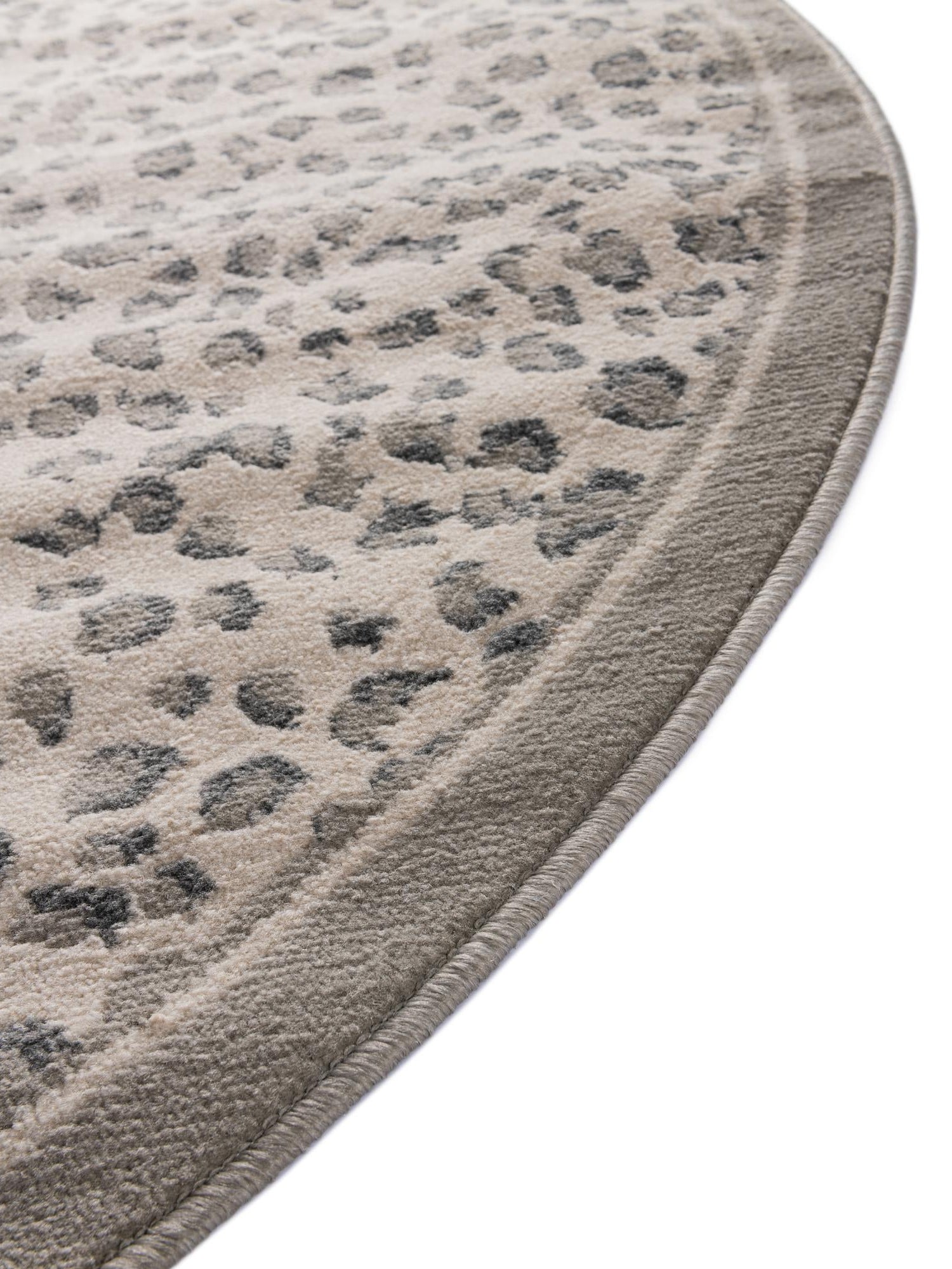 Gray 3' 1 x 3' 1 Wildlife Round Area Rug Animal Print Safari Jungle Inspired Carpet for Unique Modern Interior Design for Sale at Rug Engine