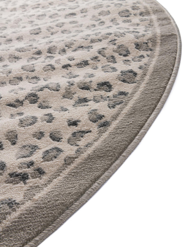 Gray 4' 1 x 4' 1 Wildlife Round Area Rug Animal Print Safari Jungle Inspired Carpet for Unique Modern Interior Design for Sale at Rug Engine