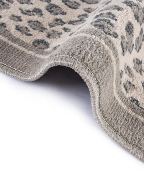Gray 7' 10 x 7' 10 Wildlife Round Area Rug Animal Print Safari Jungle Inspired Carpet for Unique Modern Interior Design for Sale at Rug Engine