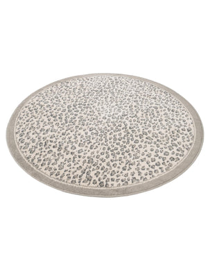Gray 5' 1 x 5' 1 Wildlife Round Area Rug Animal Print Safari Jungle Inspired Carpet for Unique Modern Interior Design for Sale at Rug Engine