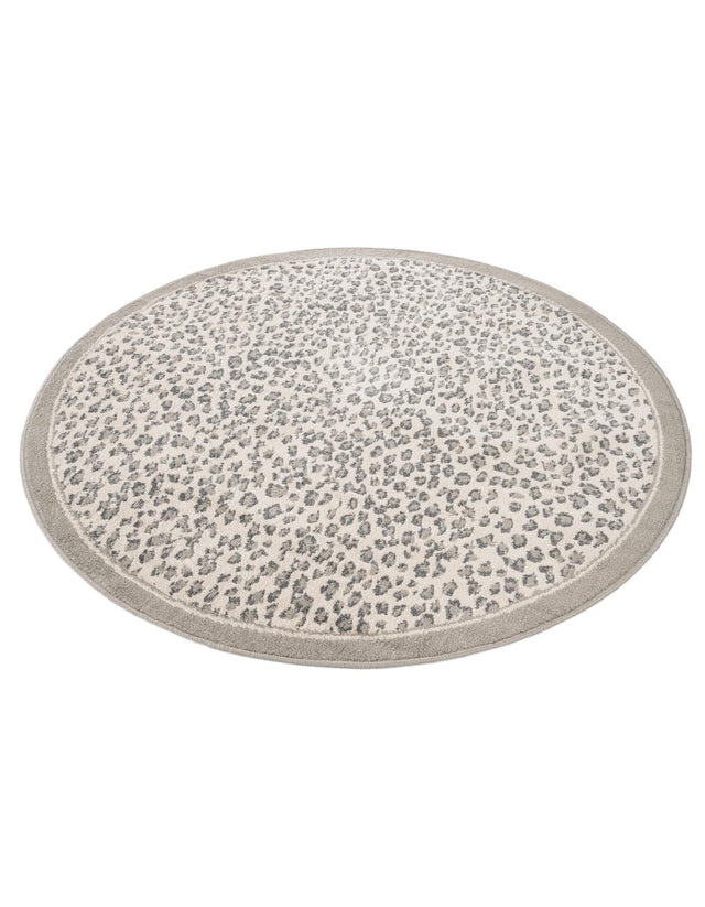 Gray 5' 1 x 5' 1 Wildlife Round Area Rug Animal Print Safari Jungle Inspired Carpet for Unique Modern Interior Design for Sale at Rug Engine