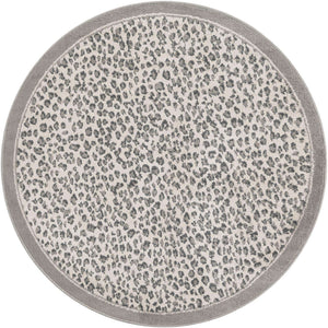 Gray 5' 1 x 5' 1 Wildlife Round Area Rug Animal Print Safari Jungle Inspired Carpet for Unique Modern Interior Design for Sale at Rug Engine