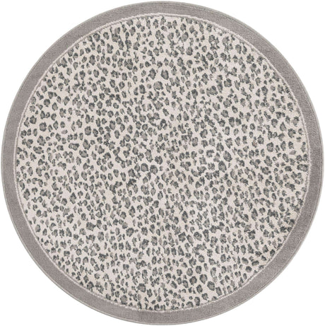 Gray 5' 1 x 5' 1 Wildlife Round Area Rug Animal Print Safari Jungle Inspired Carpet for Unique Modern Interior Design for Sale at Rug Engine
