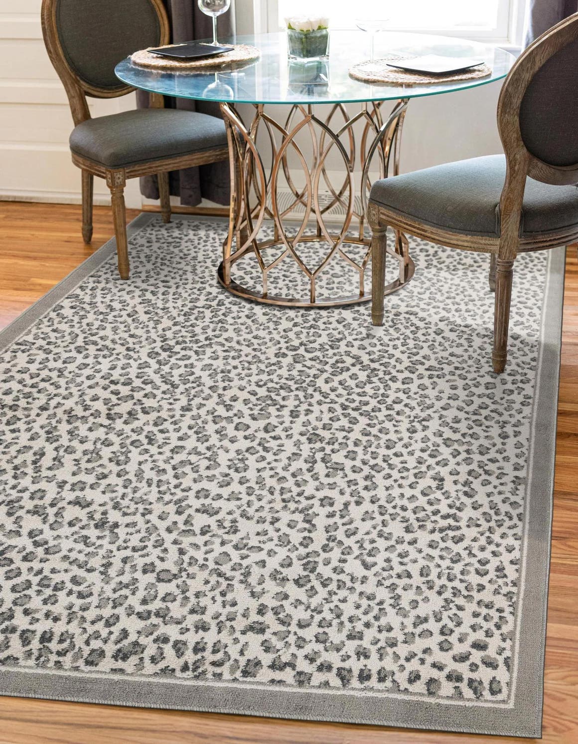 Gray 5' 1 x 7' 1 Wildlife Rectangle Area Rug Animal Print Safari Jungle Inspired Carpet for Unique Modern Interior Design for Sale at Rug Engine