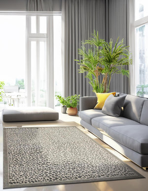 Gray 6' 1 x 9' Wildlife Rectangle Area Rug Animal Print Safari Jungle Inspired Carpet for Unique Modern Interior Design for Sale at Rug Engine