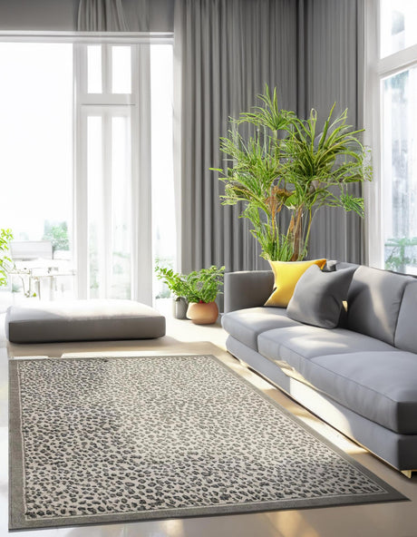 Gray 5' 1 x 8' Wildlife Rectangle Area Rug Animal Print Safari Jungle Inspired Carpet for Unique Modern Interior Design for Sale at Rug Engine
