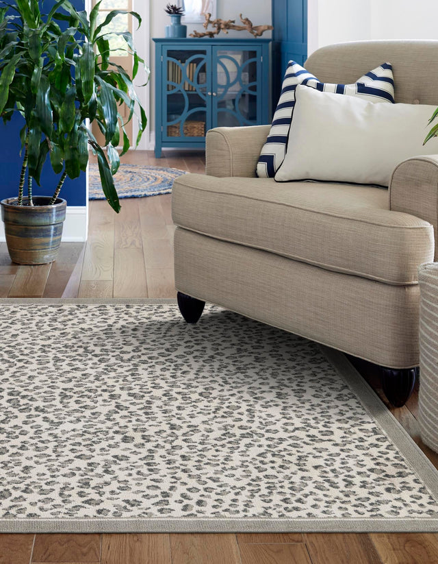 Gray 9' x 12' Wildlife Rectangle Area Rug Animal Print Safari Jungle Inspired Carpet for Unique Modern Interior Design for Sale at Rug Engine