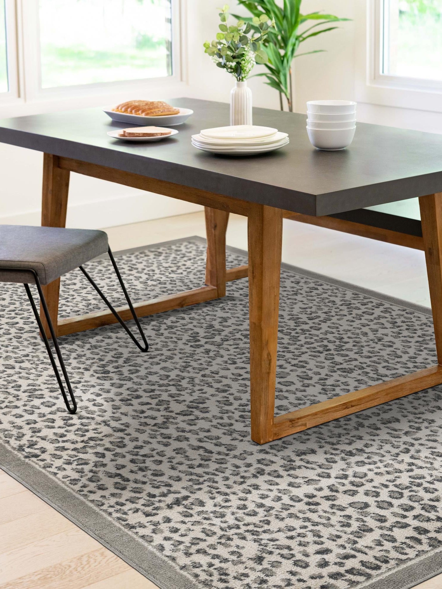 Gray 5' 1 x 8' Wildlife Rectangle Area Rug Animal Print Safari Jungle Inspired Carpet for Unique Modern Interior Design for Sale at Rug Engine