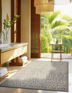 Gray 10' x 14' 1 Wildlife Rectangle Area Rug Animal Print Safari Jungle Inspired Carpet for Unique Modern Interior Design for Sale at Rug Engine