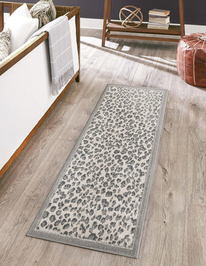 Gray 2' 7 x 12' Wildlife Runner Area Rug Animal Print Safari Jungle Inspired Carpet for Unique Modern Interior Design for Sale at Rug Engine