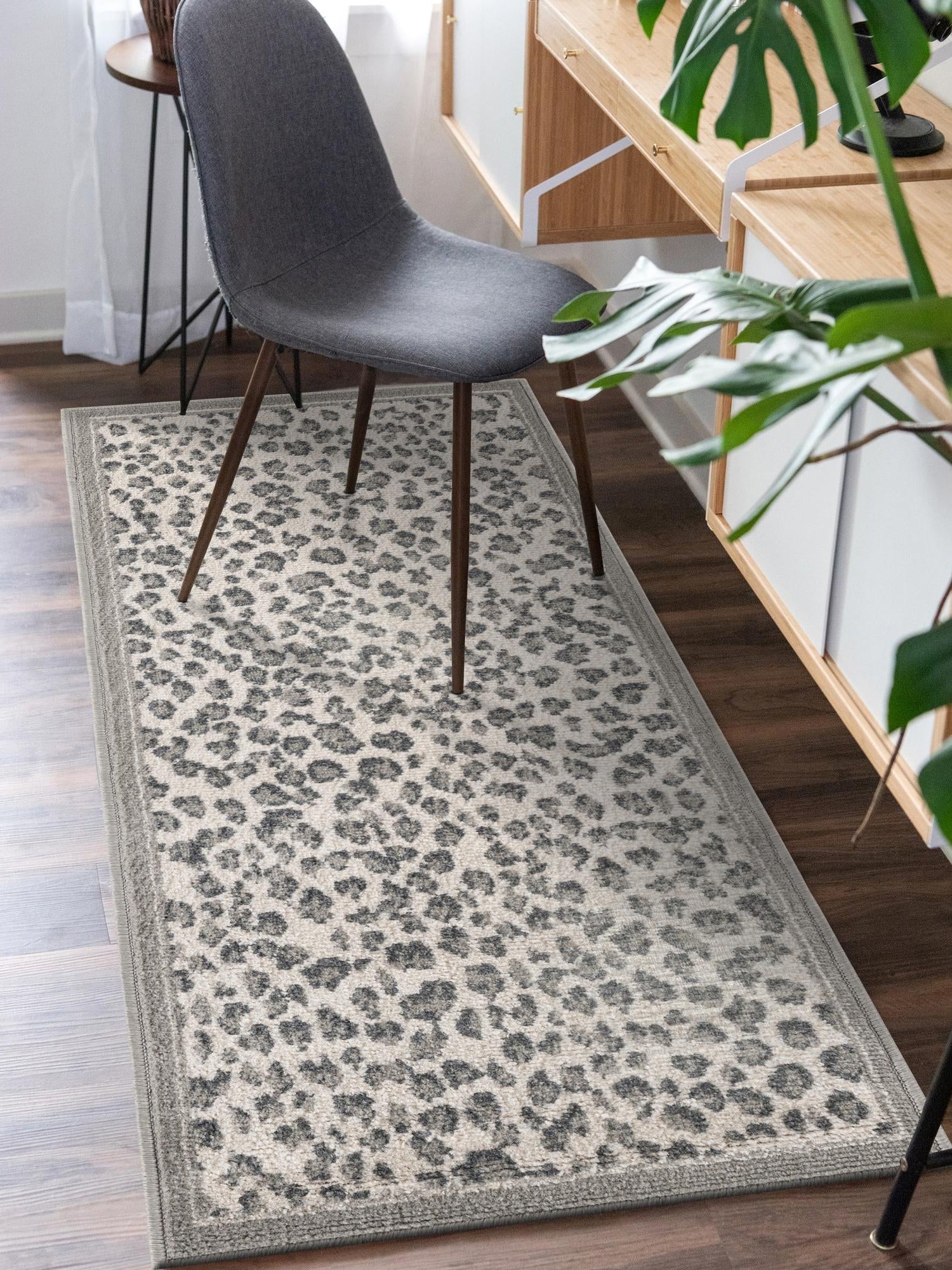 Gray 2' x 5' 1 Wildlife Runner Area Rug Animal Print Safari Jungle Inspired Carpet for Unique Modern Interior Design for Sale at Rug Engine