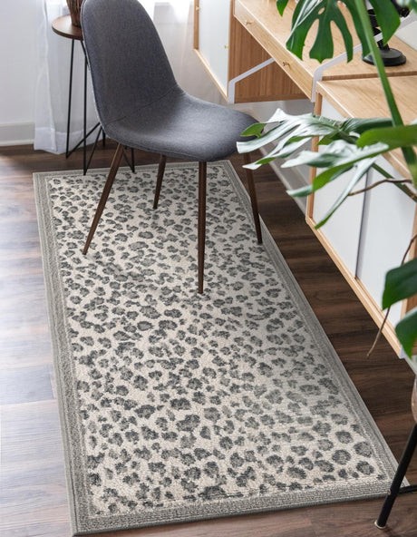 Gray 2' x 5' 1 Wildlife Runner Area Rug Animal Print Safari Jungle Inspired Carpet for Unique Modern Interior Design for Sale at Rug Engine