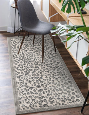 Gray 2' x 8' Wildlife Runner Area Rug Animal Print Safari Jungle Inspired Carpet for Unique Modern Interior Design for Sale at Rug Engine