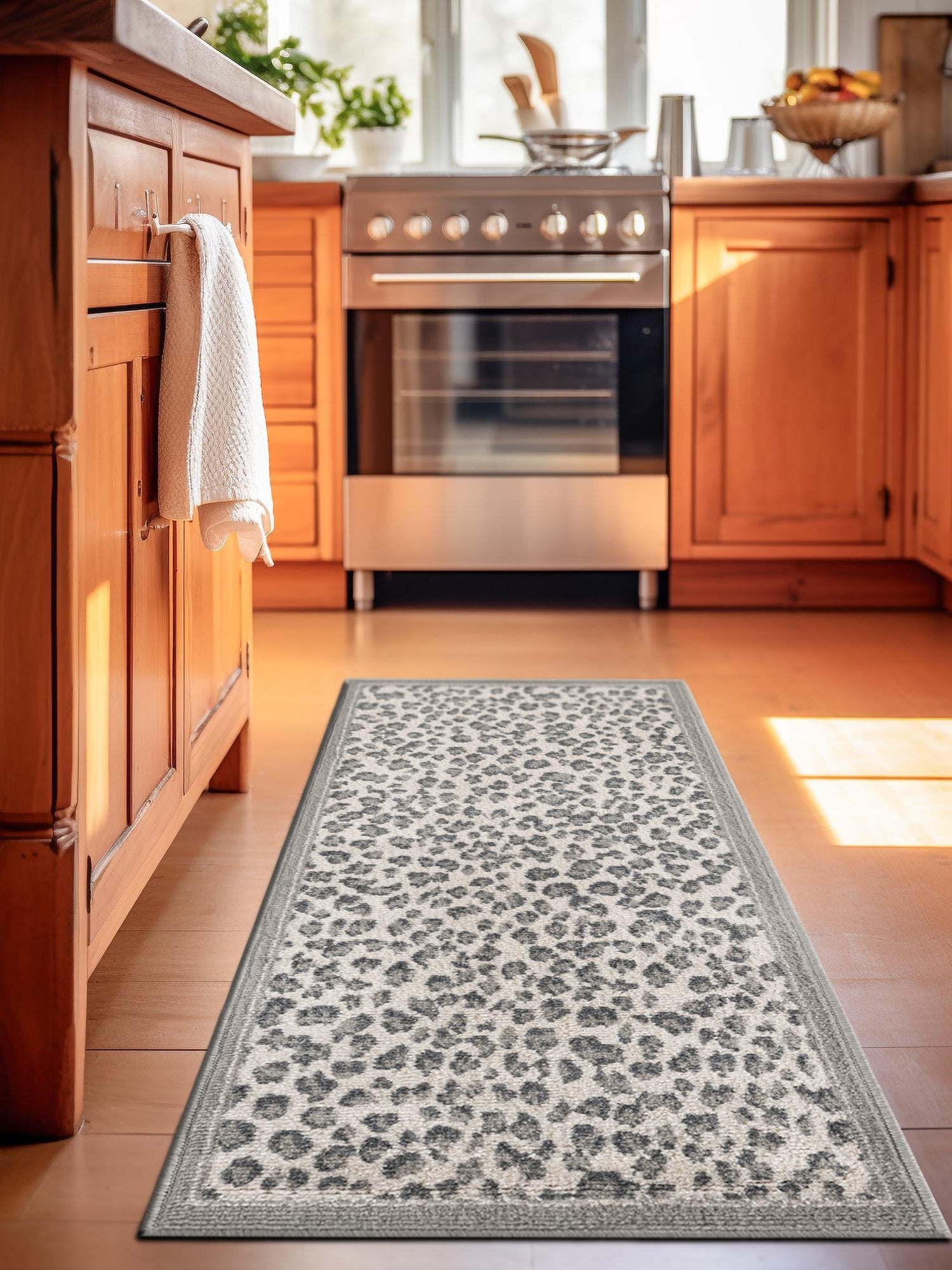 Gray 2' 7 x 12' Wildlife Runner Area Rug Animal Print Safari Jungle Inspired Carpet for Unique Modern Interior Design for Sale at Rug Engine