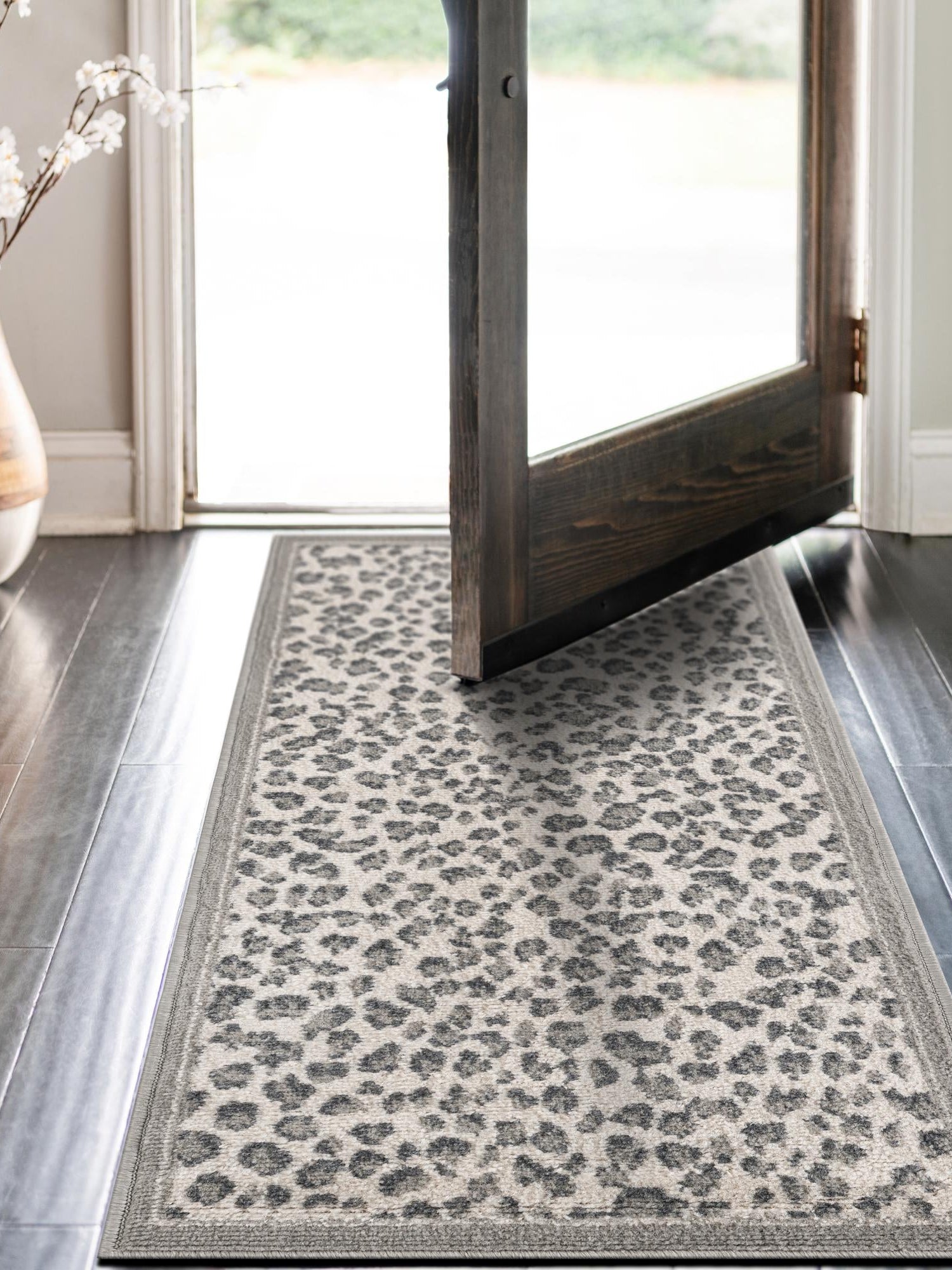 Gray 2' 7 x 12' Wildlife Runner Area Rug Animal Print Safari Jungle Inspired Carpet for Unique Modern Interior Design for Sale at Rug Engine